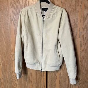 PACSUN MEN’S SIZE M BEIGE FAUX SUEDE BOMBER JACKET TRENDY SUPER SOFT NEUTRAL